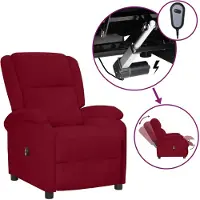 vidaXL Fauteuil relax électrique vin rouge velours