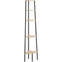 vidaXL Étagère d'angle avec 5 étagères brun clair et noir 45,5x31,5x180 cm