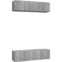 vidaXL Armoires murales TV 4 pcs. Gris Sonoma 60x30x30 cm Matériau dérivé du bois