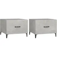 vidaXL Tables basses avec pieds en métal 2 pcs. Gris béton 50x50x40 cm