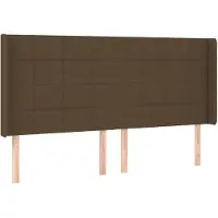 vidaXL Tête de lit avec oreilles brun foncé 203x16x118/128 cm Tissu