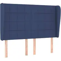 vidaXL Tête de lit avec oreilles bleu 147x23x118/128 cm Tissu