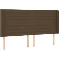 vidaXL Tête de lit avec oreilles brun foncé 203x16x118/128 cm Tissu