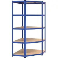 vidaXL Étagère d'angle avec 5 étagères Bleu Acier & bois composite