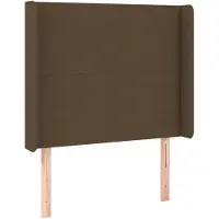 vidaXL Tête de lit avec oreilles brun foncé 83x16x118/128 cm Tissu