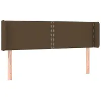 vidaXL Tête de lit avec oreilles brun foncé 147x16x78/88 cm Tissu