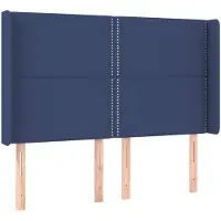 vidaXL Tête de lit avec oreilles bleu 147x16x118/128 cm Tissu