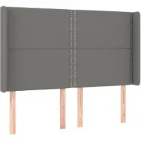 vidaXL Tête de lit avec oreilles gris foncé 147x16x118/128 cm Tissu