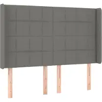 vidaXL Tête de lit avec oreilles gris foncé 147x16x118/128 cm Tissu