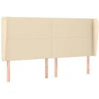 vidaXL Tête de lit avec oreilles Crème 163x23x118/128 cm Tissu