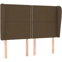 vidaXL Tête de lit avec oreilles brun foncé 147x23x118/128 cm Tissu