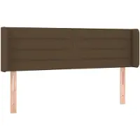vidaXL Tête de lit avec oreilles brun foncé 147x16x78/88 cm Tissu