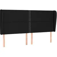 vidaXL Tête de lit avec oreilles noir 203x23x118/128 cm Tissu
