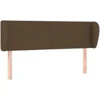 vidaXL Tête de lit avec oreilles brun foncé 147x23x78/88 cm Tissu