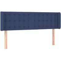 vidaXL Tête de lit avec oreilles Bleu 147x16x78/88 cm Tissu
