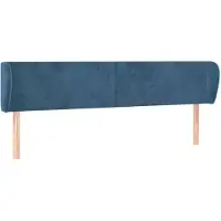 vidaXL Tête de lit avec oreilles bleu foncé 163x23x78/88 cm velours