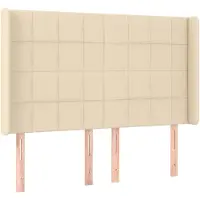 vidaXL Tête de lit avec oreilles Crème 147x16x118/128 cm Tissu