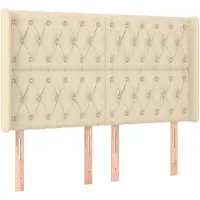 vidaXL Tête de lit avec oreilles Crème 147x16x118/128 cm Tissu