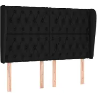 vidaXL Tête de lit avec oreilles noir 163x23x118/128 cm Tissu