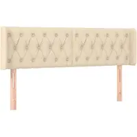 vidaXL Tête de lit avec oreilles Crème 163x16x78/88 cm Tissu