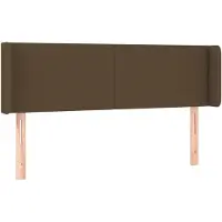 vidaXL Tête de lit avec oreilles brun foncé 147x16x78/88 cm Tissu