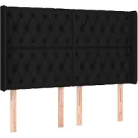 vidaXL Tête de lit avec oreilles Noir 147x16x118/128 cm Tissu