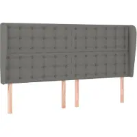 vidaXL Tête de lit avec oreilles gris foncé 163x23x118/128 cm Tissu