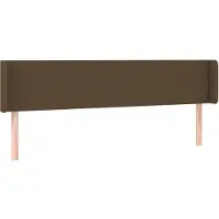 vidaXL Tête de lit avec oreilles brun foncé 203x16x78/88 cm Tissu