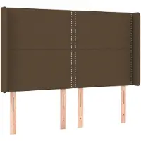 vidaXL Tête de lit avec oreilles brun foncé 147x16x118/128 cm Tissu