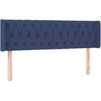 vidaXL Tête de lit avec oreilles bleu 163x16x78/88 cm Tissu