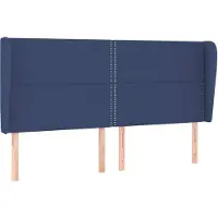 vidaXL Tête de lit avec oreilles bleu 203x23x118/128 cm Tissu