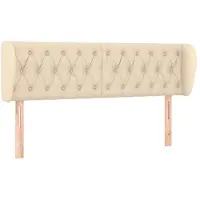 vidaXL Tête de lit avec oreilles Crème 163x23x78/88 cm Tissu