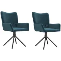 vidaXL Chaise de salle à manger 2 pcs. Pivotant Bleu Velours