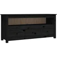 vidaXL Armoire TV noire 114x35x52 cm Pin massif