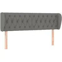 vidaXL Tête de lit avec oreilles Gris foncé 147x23x78/88 cm Tissu