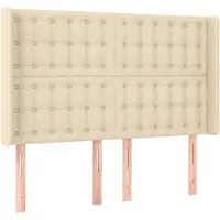 vidaXL Tête de lit avec oreilles Crème 147x16x118/128 cm Tissu