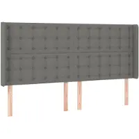 vidaXL Tête de lit avec oreilles gris foncé 203x16x118/128 cm Tissu