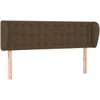 vidaXL Tête de lit avec oreilles brun foncé 147x23x78/88 cm Tissu