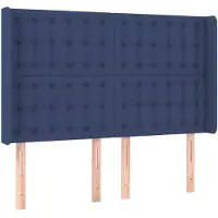 vidaXL Tête de lit avec oreilles bleu 147x16x118/128 cm Tissu