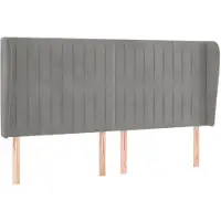 vidaXL Tête de lit avec oreilles gris clair 203x23x118/128 cm velours