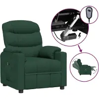 vidaXL Fauteuil relax électrique vert foncé Tissu