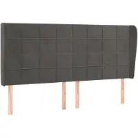 vidaXL Tête de lit avec oreilles gris foncé 203x23x118/128 cm velours