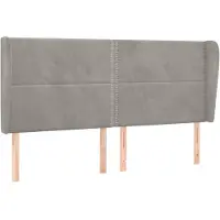 vidaXL Tête de lit avec oreilles gris clair 203x23x118/128 cm velours