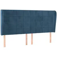 vidaXL Tête de lit avec oreilles bleu foncé 163x23x118/128 cm velours