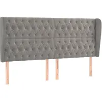 vidaXL Tête de lit avec oreilles gris clair 203x23x118/128 cm velours