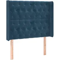 vidaXL Tête de lit avec oreilles Bleu foncé 93x16x118/128 cm Velours