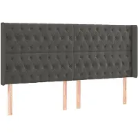 vidaXL Tête de lit avec oreilles gris foncé 203x16x118/128 cm velours