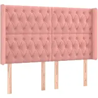 vidaXL Tête de lit avec oreilles rose 147x16x118/128 cm velours