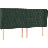 vidaXL Tête de lit avec oreilles vert foncé 203x23x118/128 cm velours