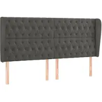 vidaXL Tête de lit avec oreilles gris foncé 183x23x118/128 cm velours